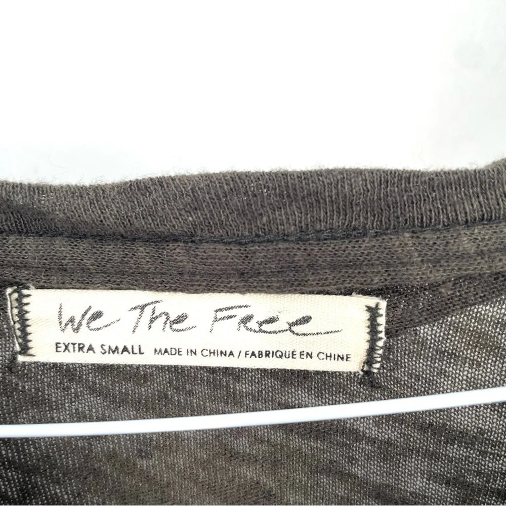 WE THE FREE PEOPLE Olive Green Split Back Long Sleeve Tunic High Low Trapeze Top